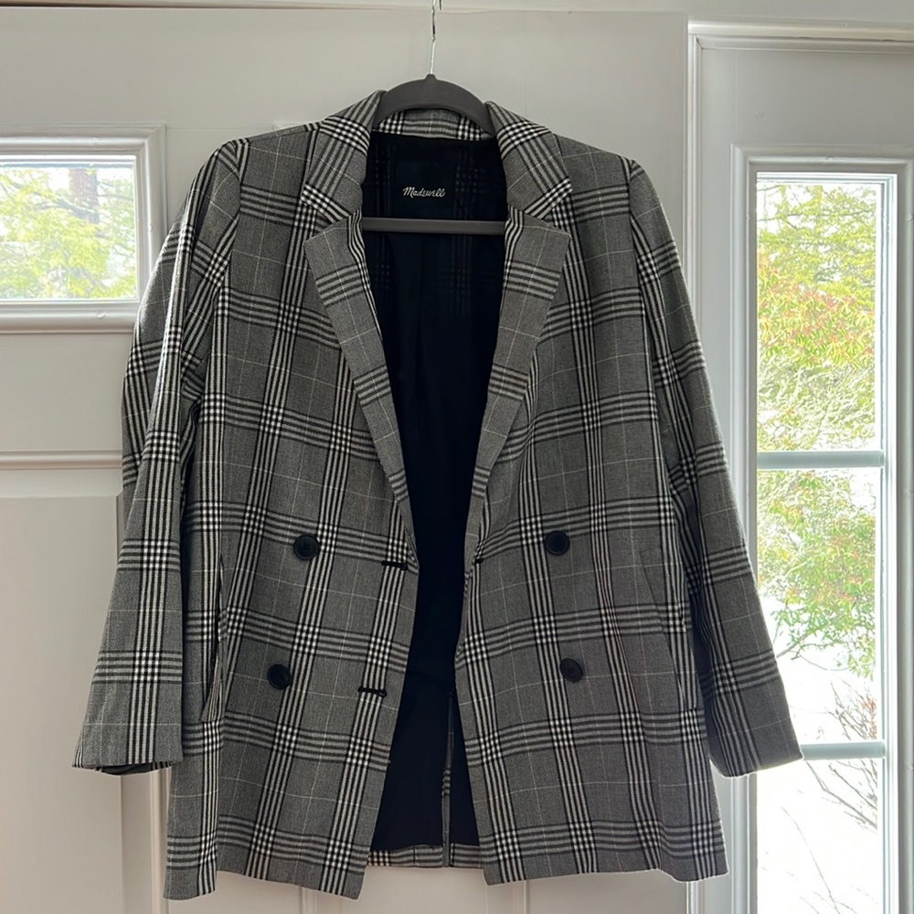 Madewell Caldwell Plaid Double Breasted Blazer